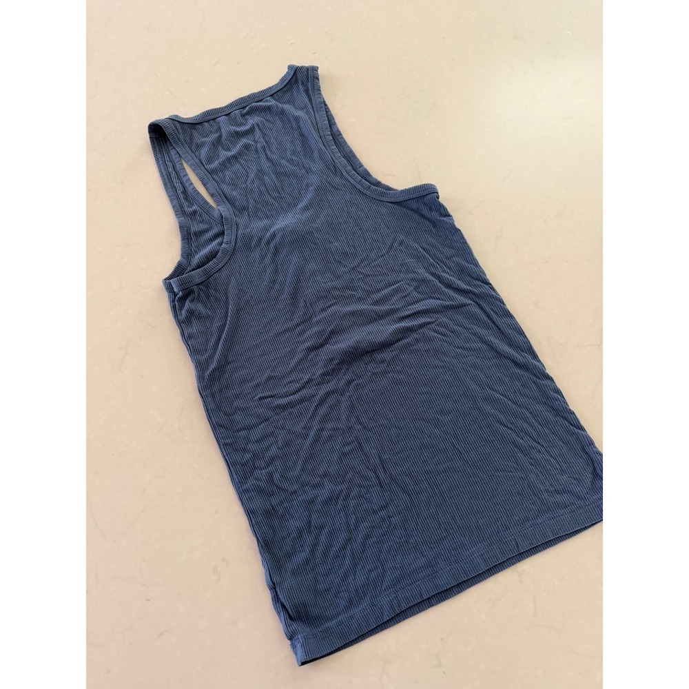 Aerie Real Soft Ribbed Henley Tank Top Navy Blue Racerback  size Medium - Picture 4 of 4